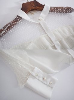 White See Through Splicing Blouse