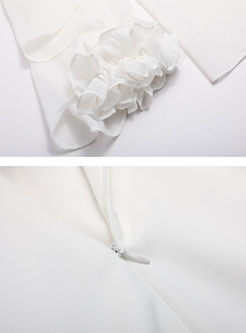 White Stylish See Through Falbala Sleeve Top