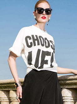 Casual Letter Print Round Neck T-shirt