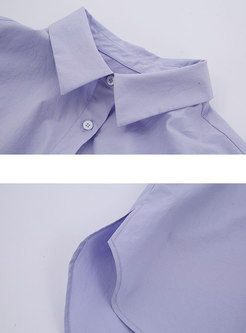 Light Purple Fashion Sleeveless Belt Long Blouse