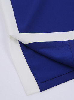 Blue Fashion All-match Straight Slip Dress
