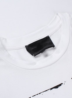 White Stereoscopic Patchwork Short Sleeve T-shirt