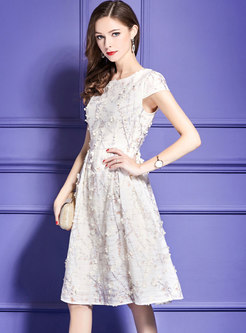 Elegant Stereoscopic High Waist A Line Dress