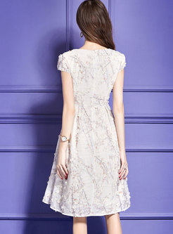 Elegant Stereoscopic High Waist A Line Dress