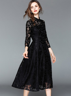 Long Sleeve Slim Lace A Line Party Dress