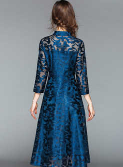 Vintage Stand Collar Lace Dress