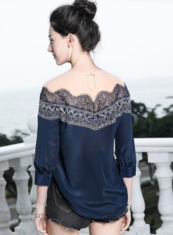 Black See Through Embroidery Blouse