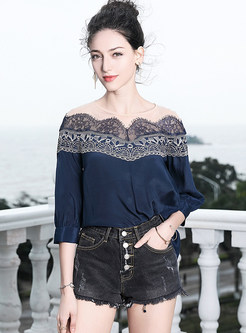 Black See Through Embroidery Blouse