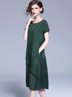 Green Casual Plus Size Shift Dress
