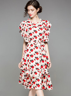 Sweet Fashion Printed Layered Dress