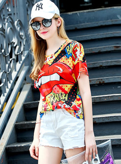 Street Fashion Lips Pattern T-shirt