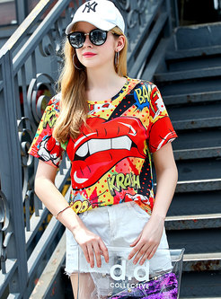 Street Fashion Lips Pattern T-shirt