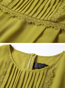 Yellow Chiffon Elegant Waist A Line Dress