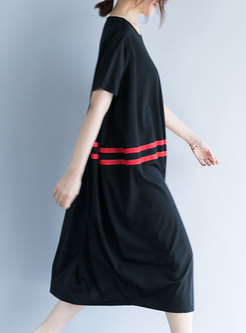 Black Striped Oversized Shift Dress