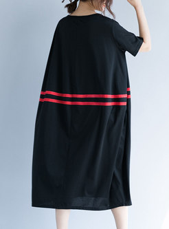 Black Striped Oversized Shift Dress