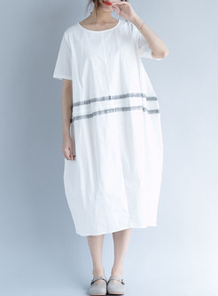 White Casual Short Sleeve T-shirt Dress