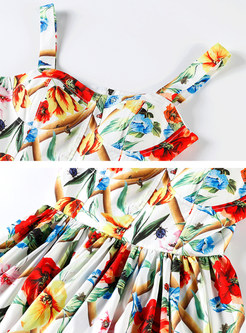 Floral Print Sleeveless Layered Dress