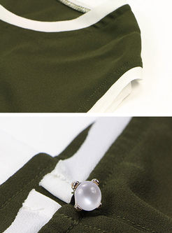 Green Brief Sleeveless Stitching Chiffon Camis