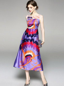 Stylish Sleeveless Waist Maxi Slip Dress