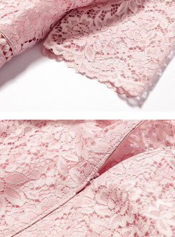 Pink Elegant Embroidery Aline Dress