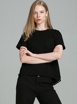 Black Casual Short Sleeve T-shirt