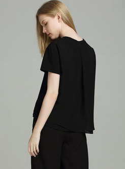 Black Casual Short Sleeve T-shirt
