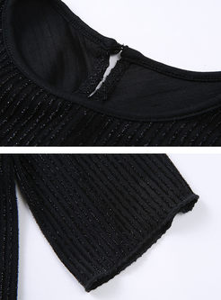 Black Street Short Sleeve Slim Knitted Top