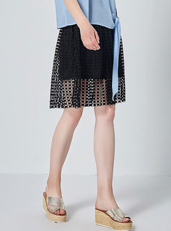 Black Street Hollow Out Lace Skirt