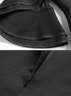 Black Elegant Falbala Tied Stitching A Line Dress
