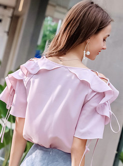 Pink Elegant Off Shoulder Blouse