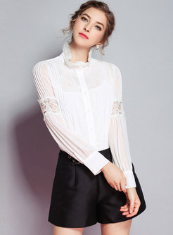 White Hollow Out Blouse With Tanks