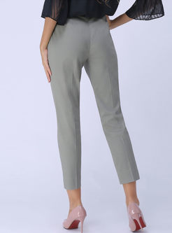 Grey Mid-Rised Straight Plus Size Pants 