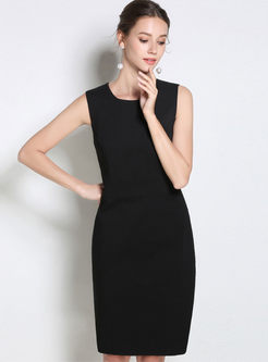 Sleeveless Solid Color Stitching Bodycon Dress