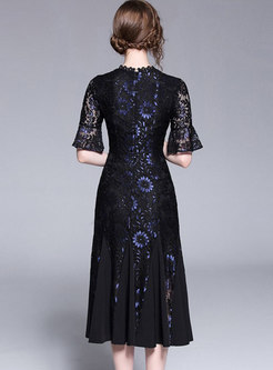 Hollow Out Splicing Lace Mermaid Dress