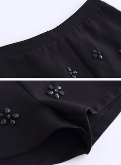 Black Street Beaded Plus Size All-match Shorts