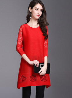 Lace Hollow Out Loose Shift Dress