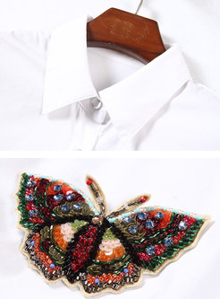 White Butterfly Patchwork Splicing A Line Dress