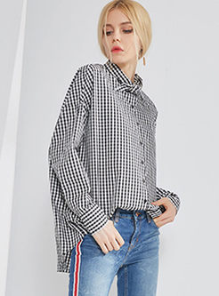 Casual Plaid Single-breasted Long Sleeve Blouse