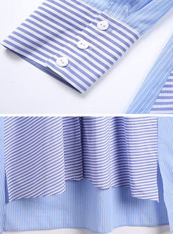 Fashion Asymmetric Striped Shirt Dress