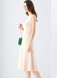 Pink Brief Sleeveless Knitted Dress