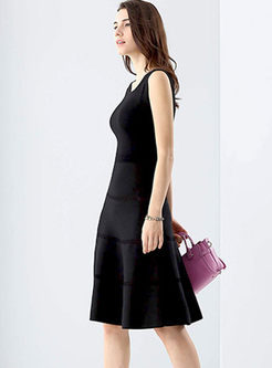 Black Brief Sleeveless Knitted Dress