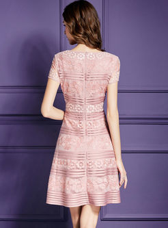 Pink Elegant Spangle Embroidery Formal Dress