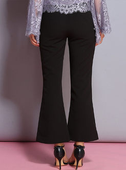 Black Beaded All-match Flare Pants