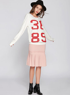 Number Hot Drilling Long Sleeve Sweater