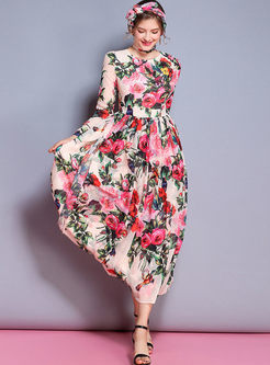 Chic Spangle Print High Waist Maxi Dress