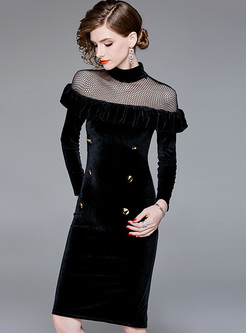 Double-breasted Hollow Out Sheath Mermaid Dress