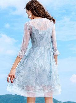 Chic Lace Hollow Out A Line Dress