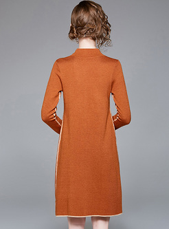 Stand Collar Slim Knitted Dress