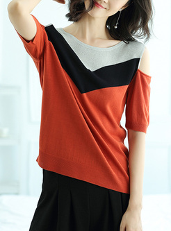 Fashionable Half Sleeve Knitted Slim T-Shirt