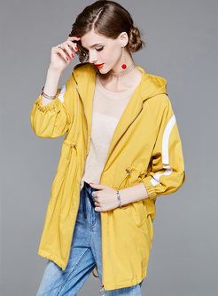 Hooded Loose Drawcord Trench Coat